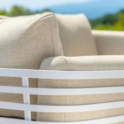 Salon de jardin aluminium 8 places 6 pcs Monte Carlo Blanc et beige