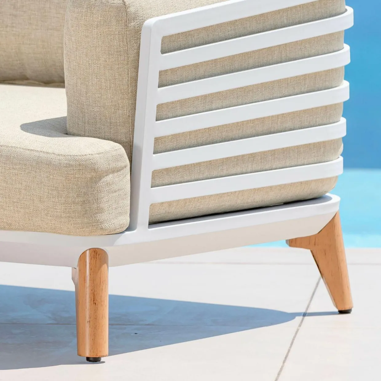 Salon de jardin aluminium 12 places 8 pcs Monte Carlo Blanc et beige