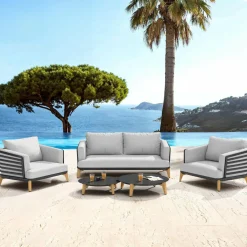 Salon de jardin aluminium 4 places 5 pcs Monte Carlo Gris anthracite et gris clair