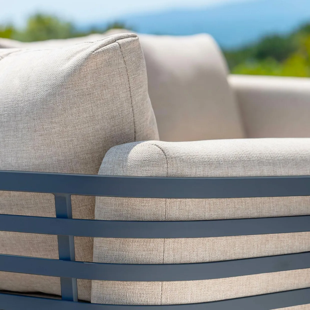 Salon de jardin aluminium 7 places 6 pcs Monte Carlo Gris anthracite et taupe