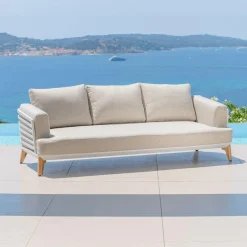 Salon de jardin aluminium 7 places 6 pcs Monte Carlo Blanc et taupe