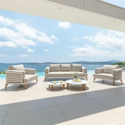 Salon de jardin aluminium 5 places 5 pcs Monte Carlo Blanc et taupe