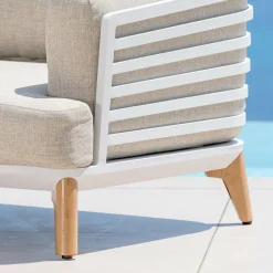 Salon de jardin aluminium 5 places 5 pcs Monte Carlo Blanc et taupe