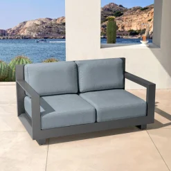 Salon de jardin d'angle aluminium 10 places Elba Gris anthracite