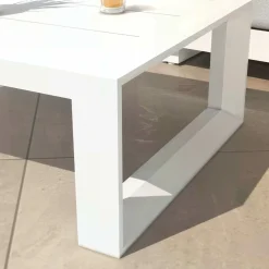 Salon de jardin d'angle aluminium 10 places Elba Blanc et taupe