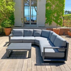 Salon de jardin d'angle aluminium 5 places Elba Gris anthracite
