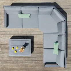 Salon de jardin d'angle aluminium 5 places Elba Gris anthracite