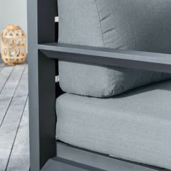 Salon de jardin d'angle aluminium 5 places Elba Gris anthracite