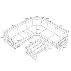 Salon de jardin d'angle aluminium 5 places Elba Gris anthracite