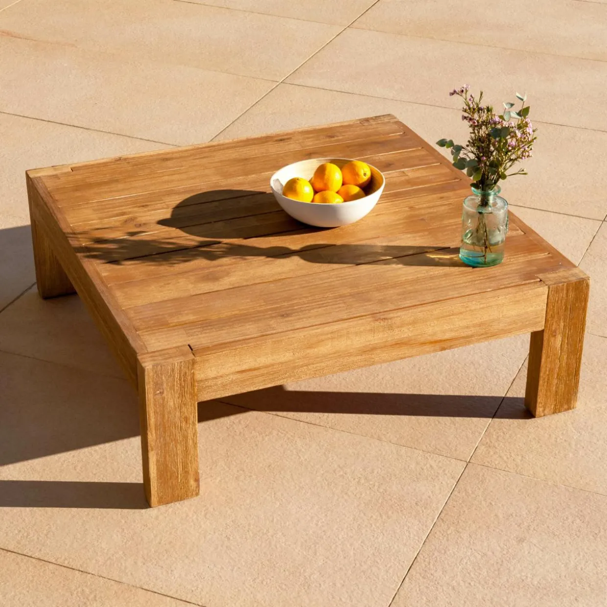 Salon de jardin d'angle en bois d'acacia 6 places 5 pcs Borneo Sable