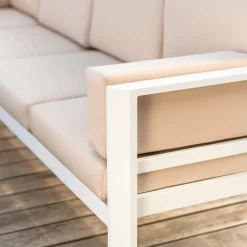 Salon de jardin d'angle en aluminium 6 places Ostara Blanc et taupe