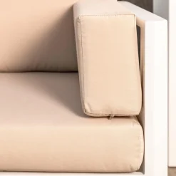 Salon de jardin d'angle en aluminium 6 places Ostara Blanc et taupe