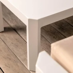 Salon de jardin d'angle en aluminium 6 places Ostara Blanc et taupe