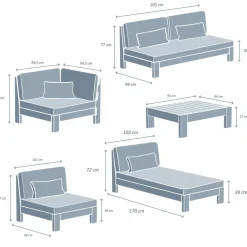 Salon de jardin d'angle en bois d'acacia 5 places 5 pcs Borneo Sable