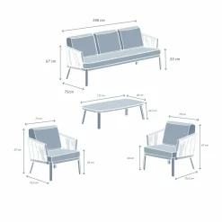 Salon de jardin en aluminium 5 places 4 pcs Amalfi Gris anthracite et gris clair