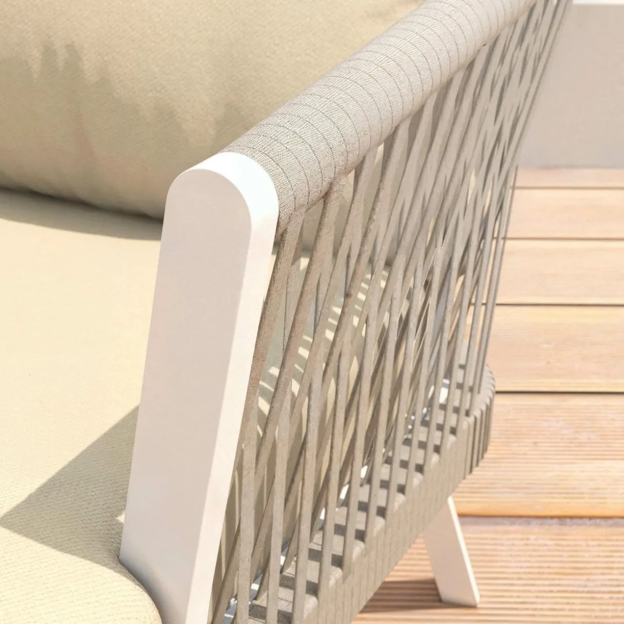 Salon de jardin en aluminium 5 places 4 pcs Amalfi Blanc et beige