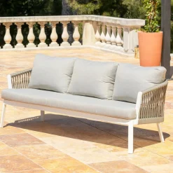 Salon de jardin en aluminium 7 places 5 pcs Amalfi Blanc et taupe