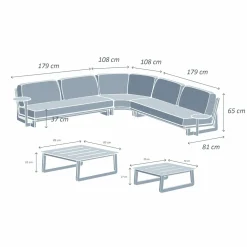 Salon de jardin en aluminium 7 places Long Beach Blanc