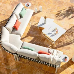 Salon de jardin en aluminium 7 places Long Beach Blanc