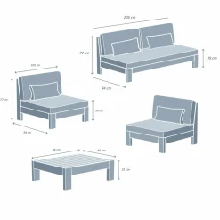 Salon de jardin en bois d'acacia 5 places 4 pcs Bornéo Gris anthracite