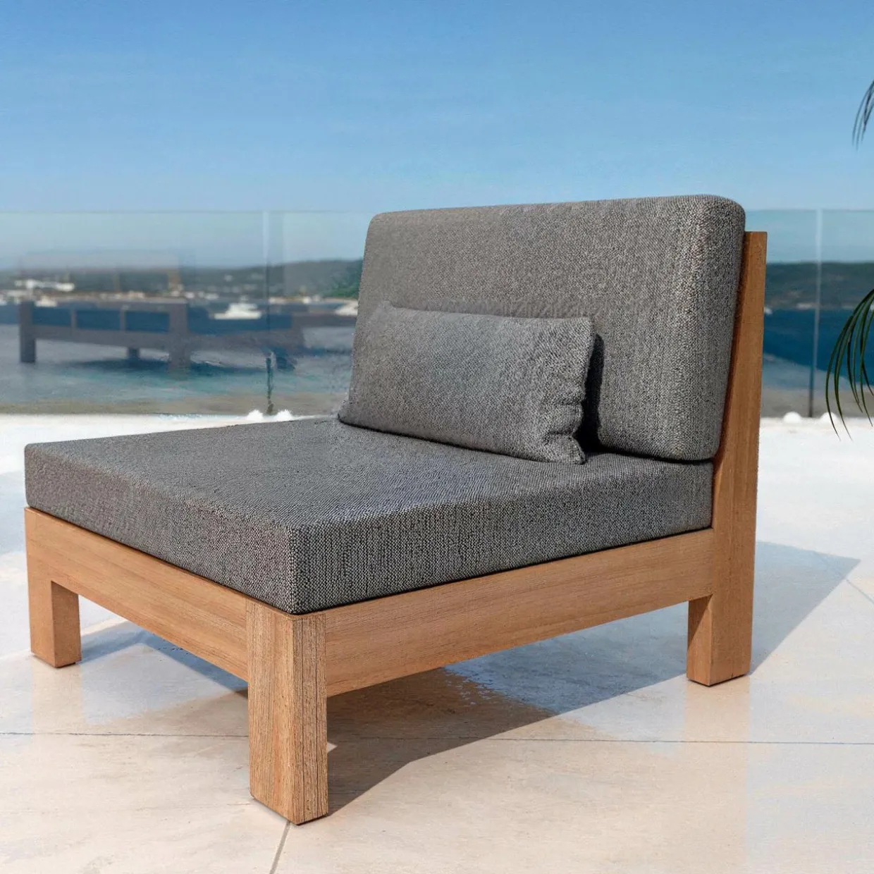 Salon de jardin en bois d'acacia 8 places 5 pcs Borneo Gris anthracite