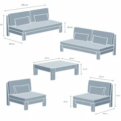 Salon de jardin en bois d'acacia 8 places 5 pcs Borneo Gris anthracite