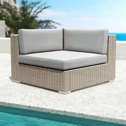 Salon de jardin en résine tressée 4 places 5 pcs Palma Gris