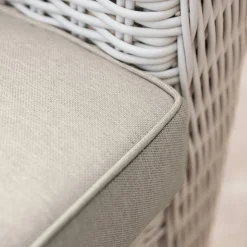 Salon de jardin en résine tressée 5 places 4 pcs Calvi Blanc et taupe