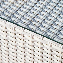 Salon de jardin en résine tressée 5 places 6 pcs Palma Blanc et gris