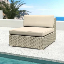 Salon de jardin en résine tressée 9 places 9 pcs Palma Gris et beige