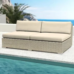 Salon de jardin en résine tressée 9 places 9 pcs Palma Gris et beige