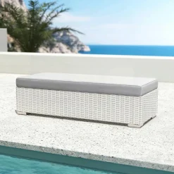 Salon de jardin en résine tressée 9 places 9 pcs Palma Blanc et gris