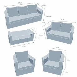 Salon de jardin en résine tressée 7 places 5 pcs Calvi Gris et taupe