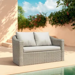 Salon de jardin en résine tressée 7 places 5 pcs Calvi Gris et gris clair