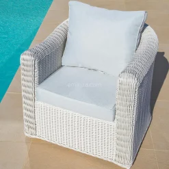 Salon de jardin en résine tressée 4 places 4 pcs Calvi Blanc et gris clair