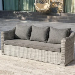 Salon de jardin en résine tressée 5 places 4 pcs Calvi Gris et gris foncé
