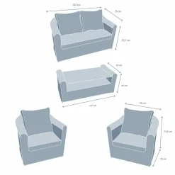 Salon de jardin en résine tressée 4 places 4 pcs Calvi Blanc et taupe