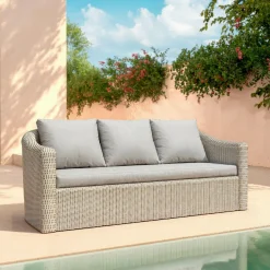 Salon de jardin en résine tressée 5 places 4 pcs Calvi Gris et gris clair