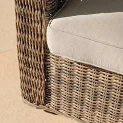 Salon de jardin en résine tressée 7 places 5 pcs Calvi Sepia et taupe
