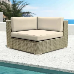 Salon de jardin en résine tressée 5 places 6 pcs Palma Gris et beige