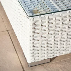 Salon de jardin en résine tressée 5 places 6 pcs Palma Blanc et taupe