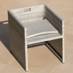 Salon de jardin résine tressée encastrable 4 places Menorca Gris