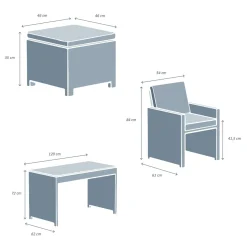 Salon de jardin résine tressée encastrable 4 places Menorca Gris