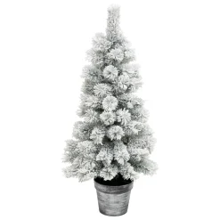 Sapin artificiel de Noël en pot (H100 cm) Windy Peak Vert enneigé