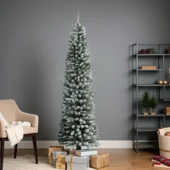 Sapin artificiel de Noël (H180 cm) Narrow Vert enneigé