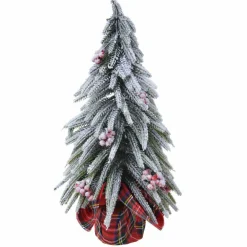 Sapin artificiel de table (H27 cm) Baies et tartan écossais