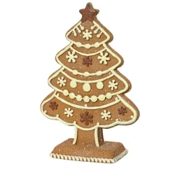 Sapin de Noël à poser (H17 cm) Gourmandise sucrée Marron et Blanc