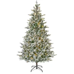 Sapin de Noël artificiel lumineux 430 LED (H210 cm) Allix Vert enneigé