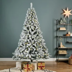 Sapin de Noël artificiel lumineux 260 LED (H180 cm) King Vert enneigé
