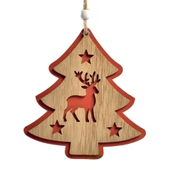 Sapin de Noël en bois à suspendre (H12 cm) Renne des forêts